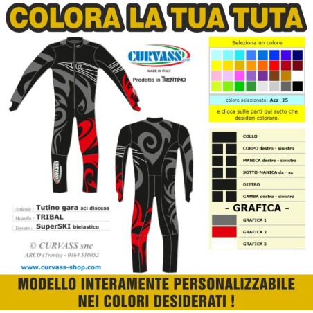 Colora e crea la tua tuta sci discesa personalizzata modello TRIBAL